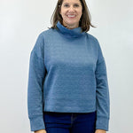L/S Funnel Neck Top - Slate Blue Tops Tribal
