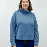 L/S Funnel Neck Top - Slate Blue Tops Tribal