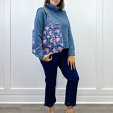 L/S Funnel Neck Top - Slate Blue Tops Tribal