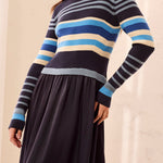 L/S Mixed Media Dress - Blue Fog - Sugar Babies Children's Boutique/Meg's Shoppe
