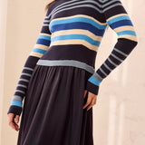 L/S Mixed Media Dress - Blue Fog - Sugar Babies Children's Boutique/Meg's Shoppe