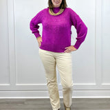 L/S Mock Neck Sweater - Pink Flambe Sweaters Tribal