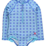 L/S One Piece Rash Guard - Periwinkle Blue Coastal Cane Kids Swim Rufflebutts