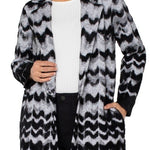 L/S Open Front Sweater Coat - Black/Gray Wavy Stripe Outerwear Liverpool