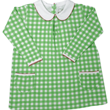 L/S Pocket Twirl - Green Gingham Girls Play Dresses Heyward House