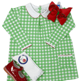 L/S Pocket Twirl - Green Gingham Girls Play Dresses Heyward House