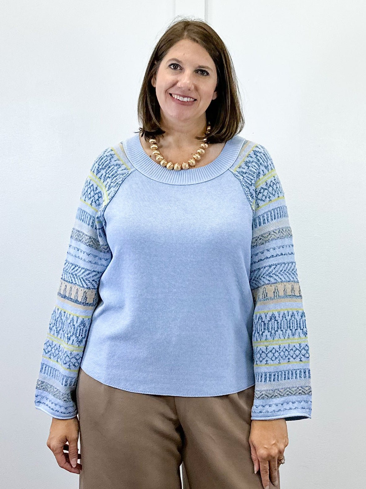 L/S Scoop Neck Sweater - Chambray