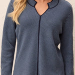 L/S Split Neck Sweater w/ Tiping - Blue Fog - Sugar Babies Children's Boutique/Meg's Shoppe