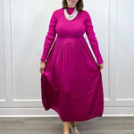 L/S Twofer Maxi Dress w/ Lining - Pink Flambe Long Dresses Tribal