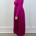 L/S Twofer Maxi Dress w/ Lining - Pink Flambe Long Dresses Tribal
