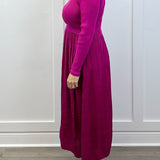 L/S Twofer Maxi Dress w/ Lining - Pink Flambe Long Dresses Tribal