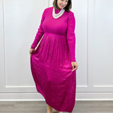 L/S Twofer Maxi Dress w/ Lining - Pink Flambe Long Dresses Tribal