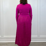 L/S Twofer Maxi Dress w/ Lining - Pink Flambe Long Dresses Tribal