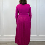 L/S Twofer Maxi Dress w/ Lining - Pink Flambe Long Dresses Tribal