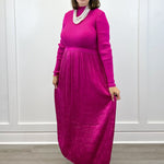L/S Twofer Maxi Dress w/ Lining - Pink Flambe Long Dresses Tribal