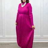 L/S Twofer Maxi Dress w/ Lining - Pink Flambe Long Dresses Tribal