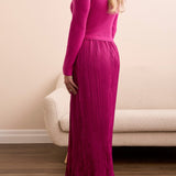 L/S Twofer Maxi Dress w/ Lining - Pink Flambe Long Dresses Tribal