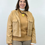 L/S Zip Front Jacket w/ Double Pockets - Ice Latte Outerwear Tribal