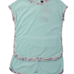 Luna Terry Short Set - Aqua Girls Sets Banana Split