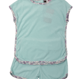 Luna Terry Short Set - Aqua Girls Sets Banana Split