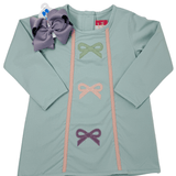Maci Bow L/S Dress - Blue - Sugar Babies Children's Boutique/Meg's Shoppe