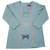 Maci Bow L/S Dress - Blue - Sugar Babies Children's Boutique/Meg's Shoppe