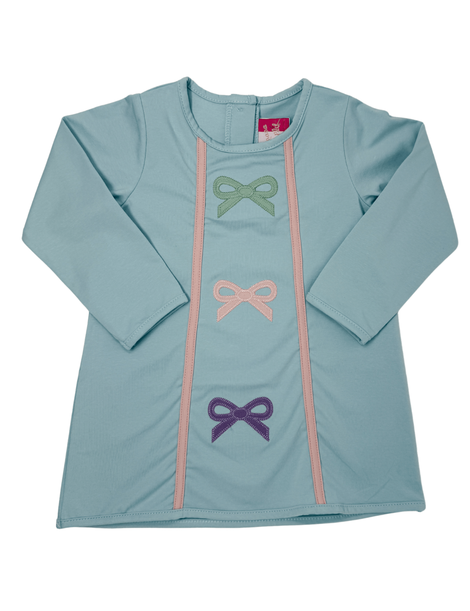 Maci Bow L/S Dress - Blue - Sugar Babies Children's Boutique/Meg's Shoppe