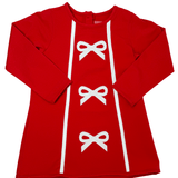 Maci Bow L/S Dress - Red - Sugar Babies Children's Boutique/Meg's Shoppe