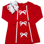Maci Bow L/S Dress - Red - Sugar Babies Children's Boutique/Meg's Shoppe