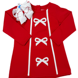 Maci Bow L/S Dress - Red - Sugar Babies Children's Boutique/Meg's Shoppe