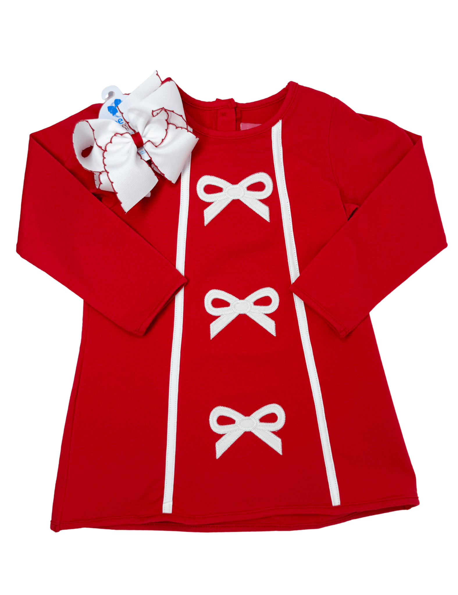 Maci Bow L/S Dress - Red - Sugar Babies Children's Boutique/Meg's Shoppe