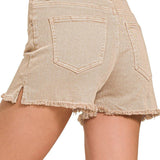 Madison Fray Shorts - Ash Mocha Shorts Zenana