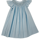 Madison Poplin Angel Wing Bishop - Blue Girls Occasion Dresses Petit Bebe