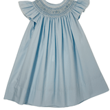 Madison Poplin Angel Wing Bishop - Blue Girls Occasion Dresses Petit Bebe