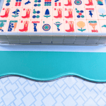 Mahjong Mat - Blue Center/Green Scallop Paper Goods My Fair Mahjong