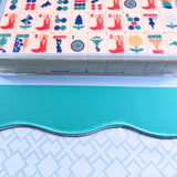 Mahjong Mat - Blue Center/Green Scallop Paper Goods My Fair Mahjong
