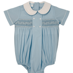 Marcus Poplin Boy's Bubble - Blue Boys Bubbles + Rompers Petit Bebe