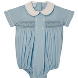 Marcus Poplin Boy's Bubble - Blue Boys Bubbles + Rompers Petit Bebe