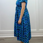 Margaret Midi Dress - Checker Blue Long Dresses Briton Court