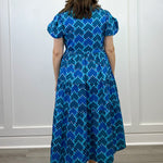 Margaret Midi Dress - Checker Blue Long Dresses Briton Court