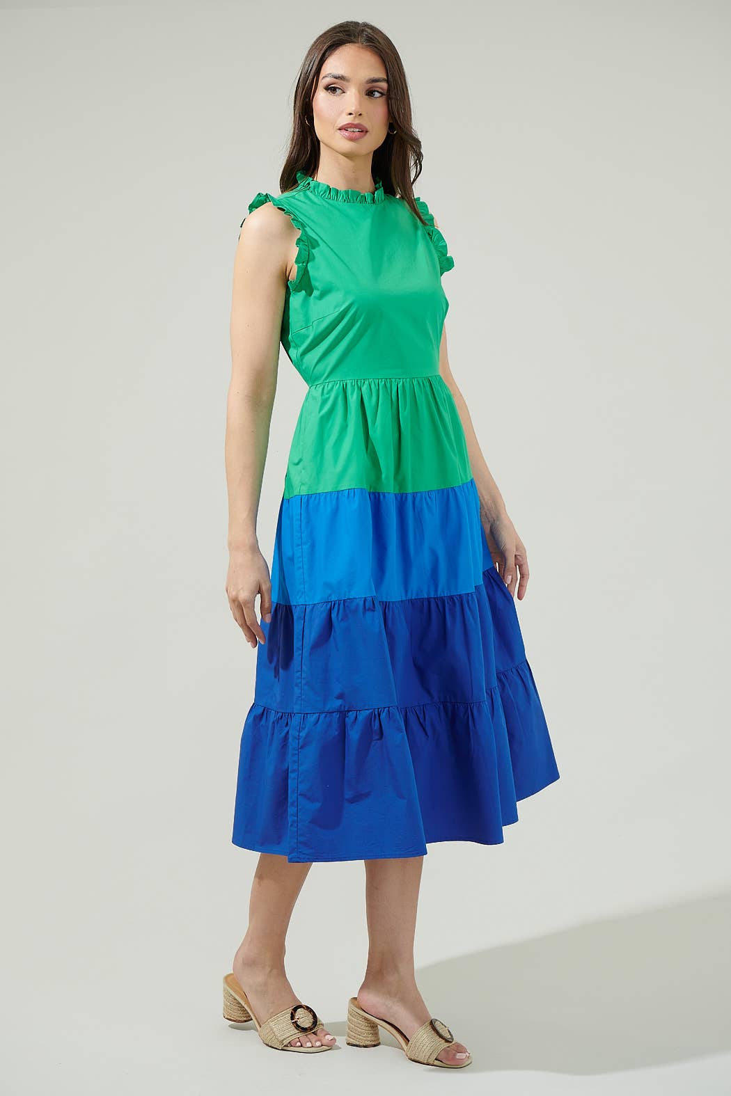 blue color block maxi dress Upswing Colorblock Maxi In Blue main image 1