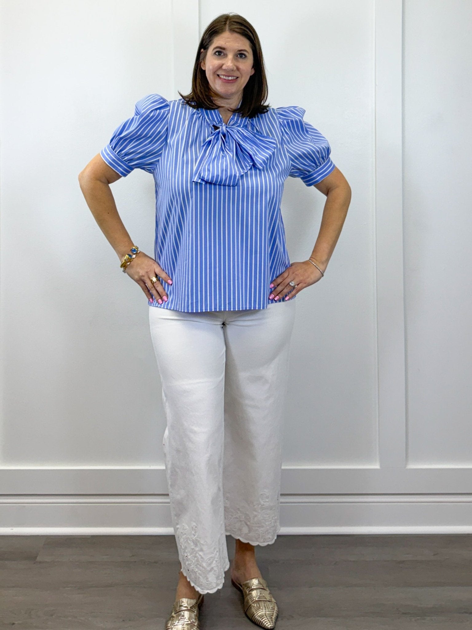 Marina Stripe Top - Blue Tops Entro