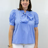 Marina Stripe Top - Blue Tops Entro