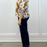 Meadow Bloom Split Neck Blouse - Chestnut Floral Tops Oddi