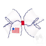 Medium Embroidered Moonstitch Bow - Flag Kids Hair Accessories Wee Ones