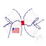 Medium Embroidered Moonstitch Bow - Flag Kids Hair Accessories Wee Ones