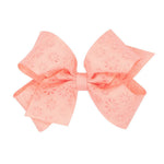 Medium Flower Embossed Bow - Lt. Coral Kids Hair Accessories Wee Ones