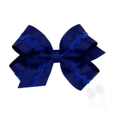 Medium Grosgrain Bow w/ Monotone Ric Rac - Light Navy Kids Hair Accessories Wee Ones