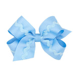 Medium Grosgrain Bow w/ Ric Rac - Blue Kids Hair Accessories Wee Ones