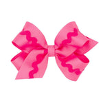 Medium Grosgrain Bow w/ Ric Rac - Hot Pink Kids Hair Accessories Wee Ones